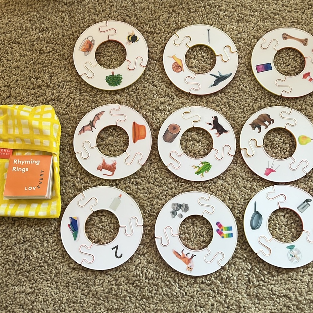 Lovevery Rhyming Rings Puzzle W/ Pouch Examiner Play Kit Montessori Learning Toy
